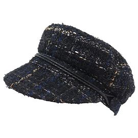 MAISON MICHEL NEW ABBY CAP IN NAVY BLUE TWEED NAVY BLUE CAP HAT Navy blue