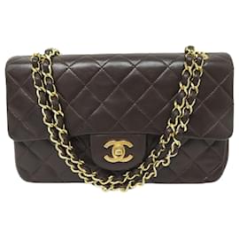 Chanel-VINTAGE HANDBAG CHANEL SMALL CLASSIC TIMELESS QUILTED LEATHER HAND BAG-Brown