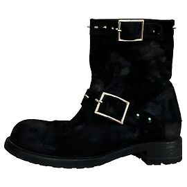 Jimmy Choo Black Leather Biker Boots Size 36 Black