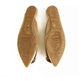 Pedro Garcia-Pedro Garcia Pinkish Satin Fabric Ruffled Mules Sandals Shoes Slip on Flats-Rose