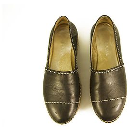 Espadrilles Prada en cuir noir à coutures contrastées 37 Noir