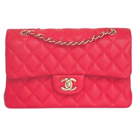 Chanel Classic Small Red Caviar Leather Handbag Red