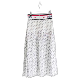 Fendi-Jupe plissée logo Fendi x Fila Fendimania-Blanc