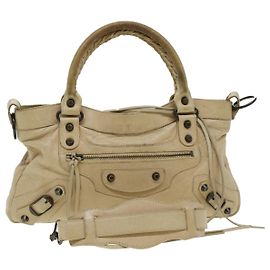 BALENCIAGA Le premier sac à main en cuir 2façon Beige 103208 Authentification4419 Beige