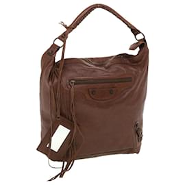 Balenciaga-BALENCIAGA The Day Shoulder Bag Leather Brown 140442 Auth yk7139-Brown