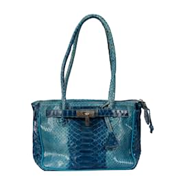 Autre Marque-Bolso de hombro Collection Privée de piel de serpiente-Azul