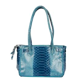 Autre Marque-Collection Privée Snakeskin Leather Shoulder Bag-Blue