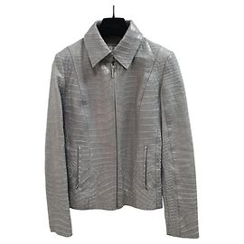 Zilli Zilly Gray Crocodile Leather Jacket Grey