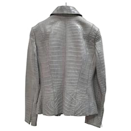 Zilli-Zilly Gray Crocodile Leather Jacket-Grey