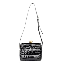 Gianfranco Ferré-Gianfranco Ferré Exotic Leather Crossbody Bag-Black