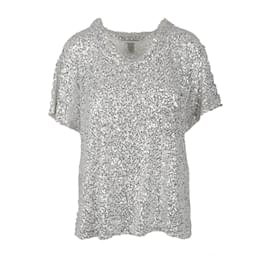 Diane Von Furstenberg-Diane Von Furstenberg Camiseta oversized com paetês-Branco
