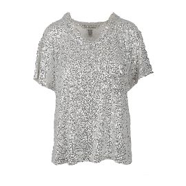 T-shirt oversize à sequins Diane Von Furstenberg Blanc