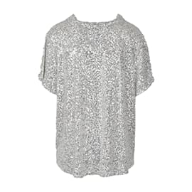 Diane Von Furstenberg-Diane Von Furstenberg Oversized Sequin T-shirt-White