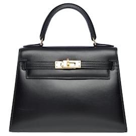 Hermès-HERMES Mini Kelly bags 20 in black leather - 101214-Black