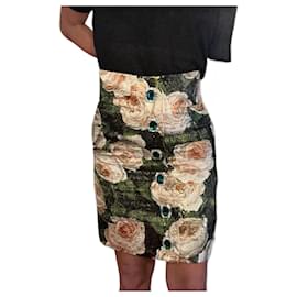 Dolce & Gabbana-Dolce & Gabbana Jacquard Skirt with Allover Floral Pattern-Multiple colors