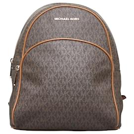 Michael Kors-MK Signature Canvas Abbey Backpack-Brown