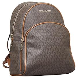 Michael Kors-MK Signature Canvas Abbey Backpack-Brown