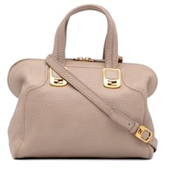Fendi-Fendi White Chameleon Satchel-Other,Flesh