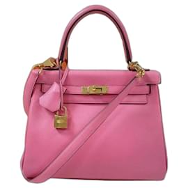 Hermès-Hermes Kelly 25 Rosenledertasche-Pink