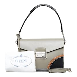 Prada-Vitello Sound Lock Handbag-Grey