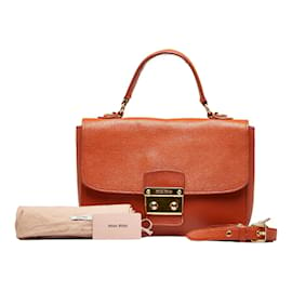 Miu Miu-Madras Leather Handbag RN0726-Orange