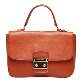 Miu Miu-Madras Leather Handbag RN0726-Orange