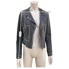 Dior-Christian Dior gray denim jacket John Galliano era-Pink,Grey,Dark grey