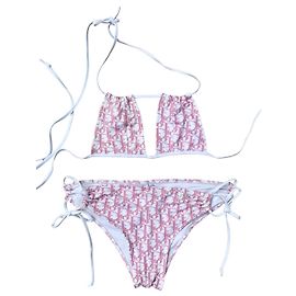 Bikini dior rosa vintage con monograma Rosa Blanco Blanco roto