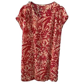 American Vintage Silk Short Dress Red Jungle Pattern Red