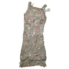 Autre Marque Robe Divina en soie grise à fleurs Gris