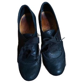 Chie Mihara Leather Heels Black Blue 39 Black Blue
