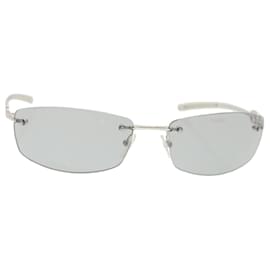 Gucci-Lunettes de soleil GUCCI Plastic Metal Silver Auth am4456-Argenté