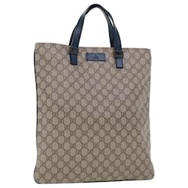 Gucci-GUCCI GG Canvas Tote Bag Cuir PVC Beige Auth am4470-Beige