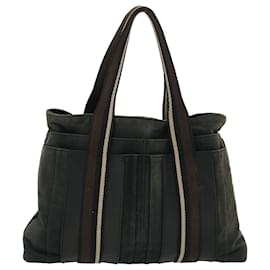 Hermès-HERMES Trocha Horizontal Hand Bag Canvas Black Auth bs5607-Black