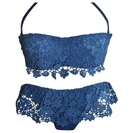 Ermanno Scervino Bañador de encaje Royal Denim Azul
