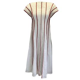 Tory Burch Blanco / Vestido midi de algodón con ojales de nido de abeja rojo Blanco