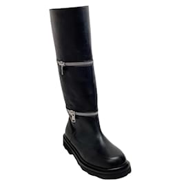 Marni-Marni Black Leather Zippered Detachable Boots-Black