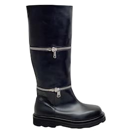 Marni-Abnehmbare Marni-Stiefel aus schwarzem Leder mit Reißverschluss-Schwarz