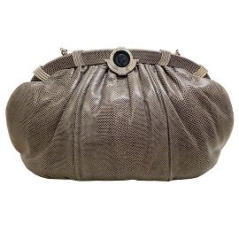 Judith Leiber Vintage Grey Lizard Clutch with Strap Grey