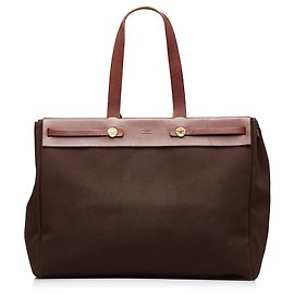 Hermès Hermes Brown Herbag Cabas Toile GM Marrom