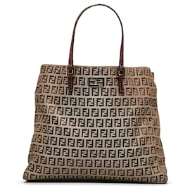 Fendi-Fendi Brown Zucchino Roll Tote-Brown