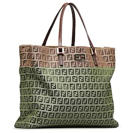 Fendi-Fendi Brown Zucchino Roll Tote-Brown
