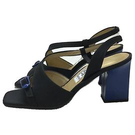 **Gianni Versace Black Suede Sandals Black