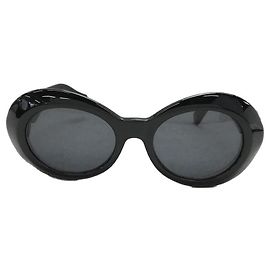 **Gianni Versace Black Oval Frame Sunglasses Black