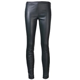 Legging de couro de pele de cordeiro com zíper preta The Row Notterly Preto