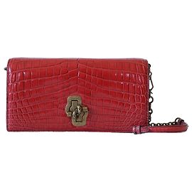 Sac Bottega Veneta Crocodile Knot Rouge