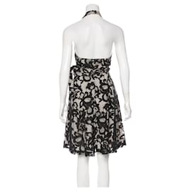 Diane Von Furstenberg-DvF New Amelia lace wrap dress in black and cream-Black,Cream