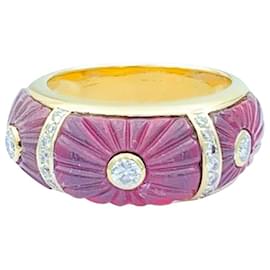 Cartier-Cartier ring, yellow gold, tourmalines, diamants.-Other