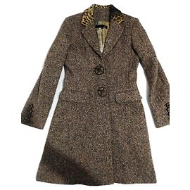 Roberto Cavalli Brown Wool Coat Brown