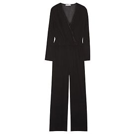 Autre Marque Barbara Casasola Wrap-effect Plisse-georgette Jumpsuit Black Black